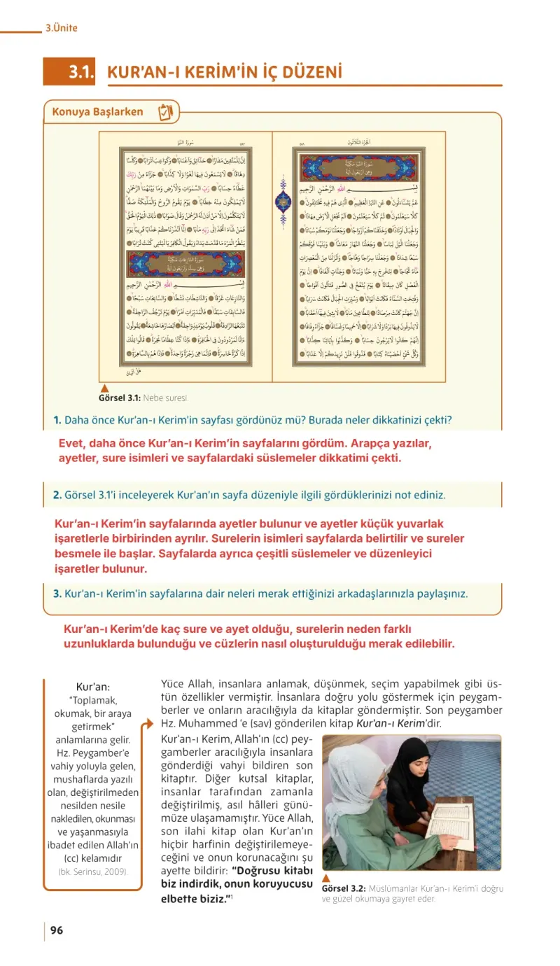 5. Sınıf Din Kültürü ve Ahlak Bilgisi Ders Kitabı Cevapları Meb Yayınları Sayfa 96 Çözüm Görseli