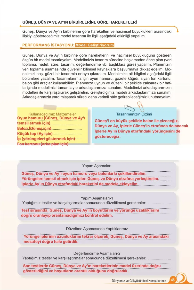 5. Sınıf Fen Bilimleri Ders Kitabı Cevapları Meb Yayınları 1. Kitap Sayfa 45 Çözüm Görseli