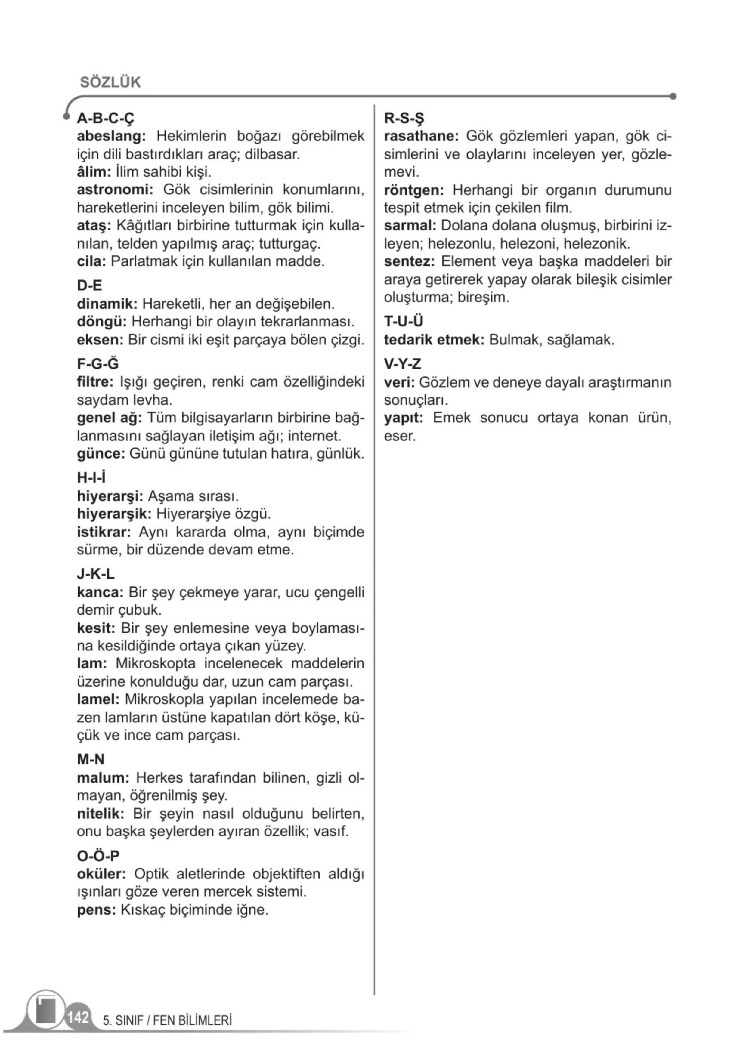 5. Sınıf Fen Bilimleri Ders Kitabı Cevapları Meb Yayınları 1. Kitap Sayfa 142