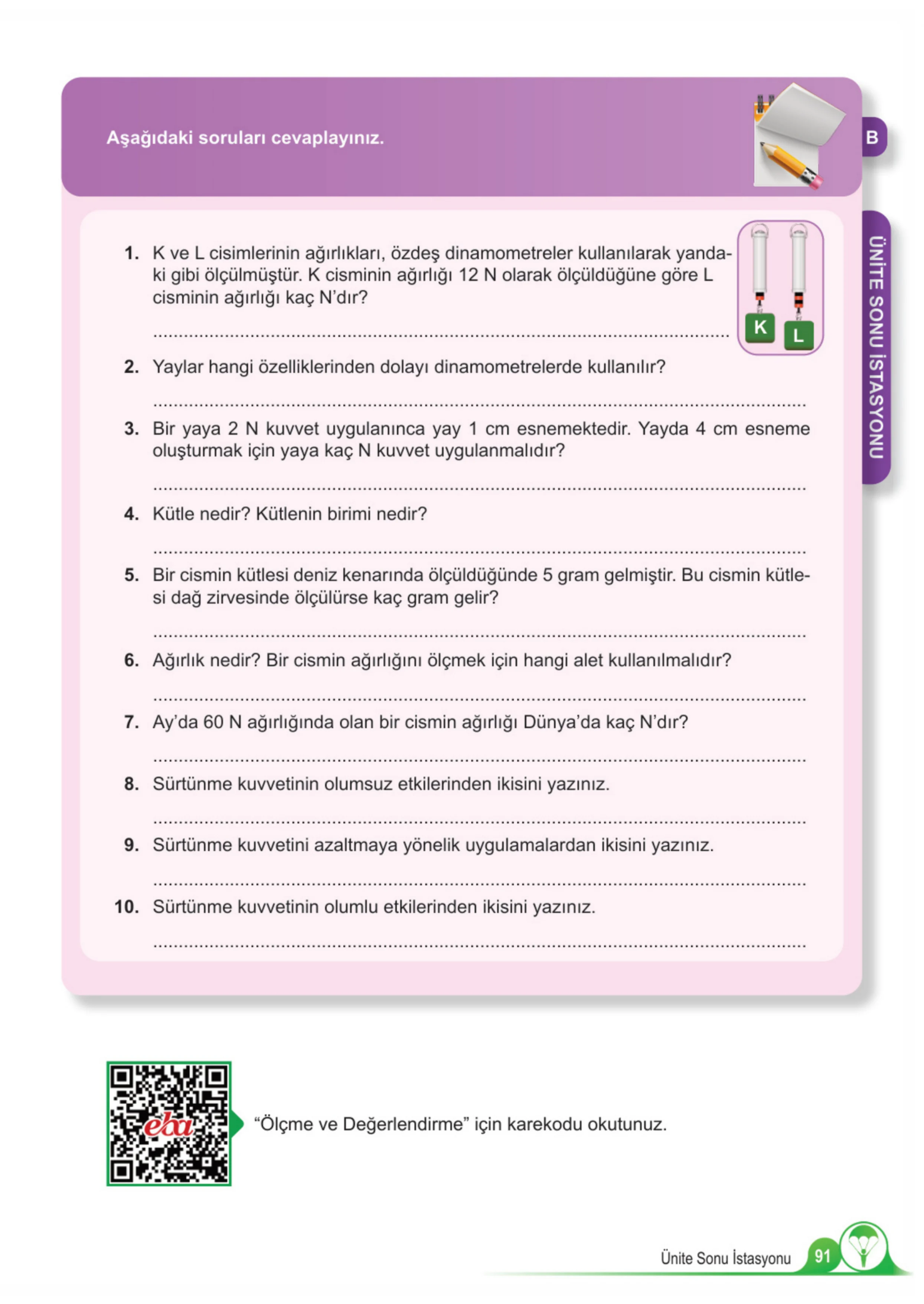 5. Sınıf Fen Bilimleri Ders Kitabı Cevapları Meb Yayınları 1. Kitap Sayfa 91