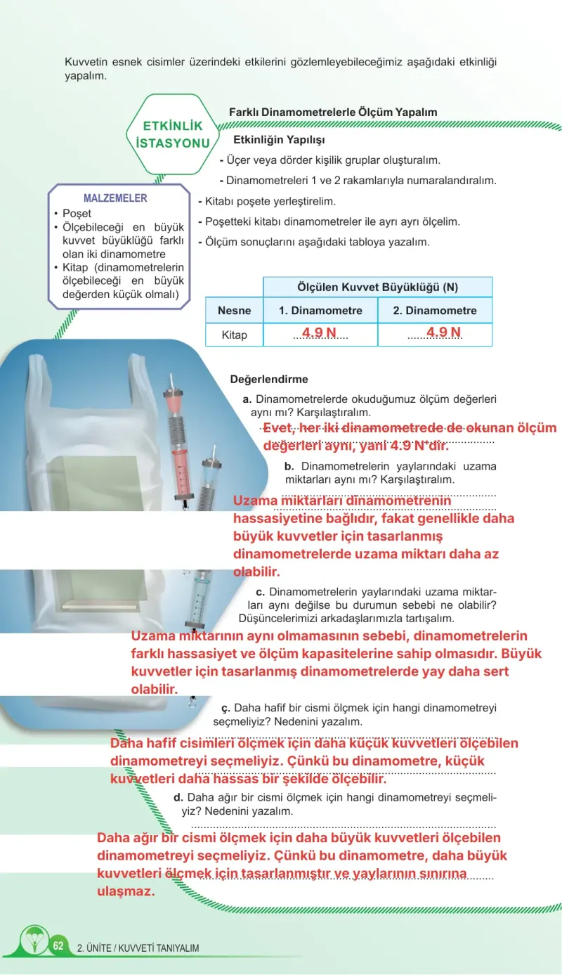 5. Sınıf Fen Bilimleri Ders Kitabı Cevapları Meb Yayınları 1. Kitap Sayfa 62 Çözüm Görseli