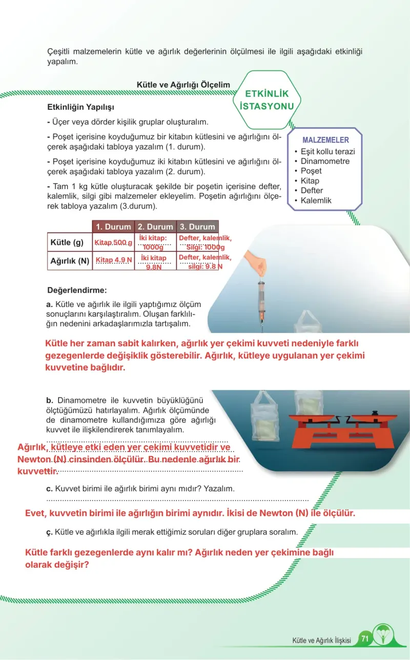 5. Sınıf Fen Bilimleri Ders Kitabı Cevapları Meb Yayınları 1. Kitap Sayfa 71 Çözüm Görseli