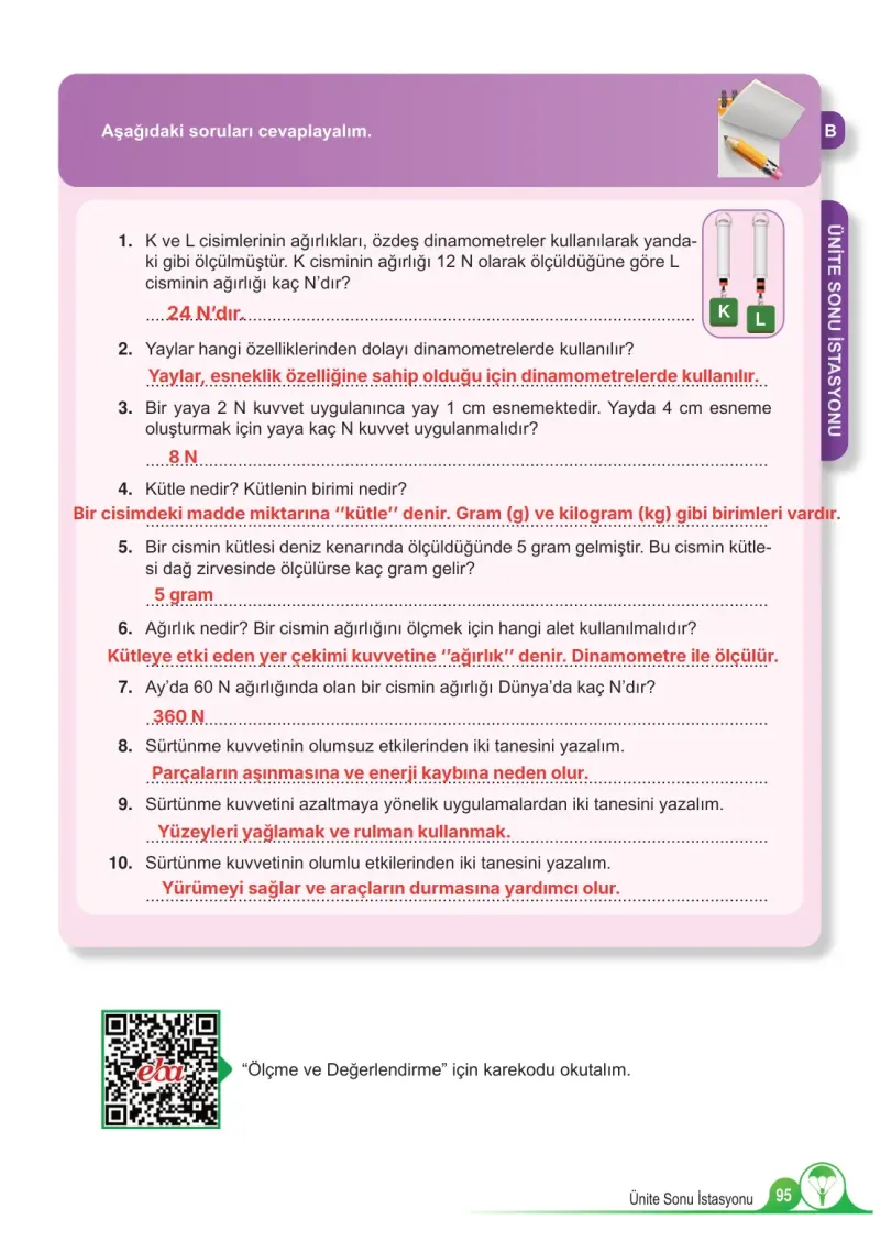 5. Sınıf Fen Bilimleri Ders Kitabı Cevapları Meb Yayınları 1. Kitap Sayfa 95 Çözüm Görseli