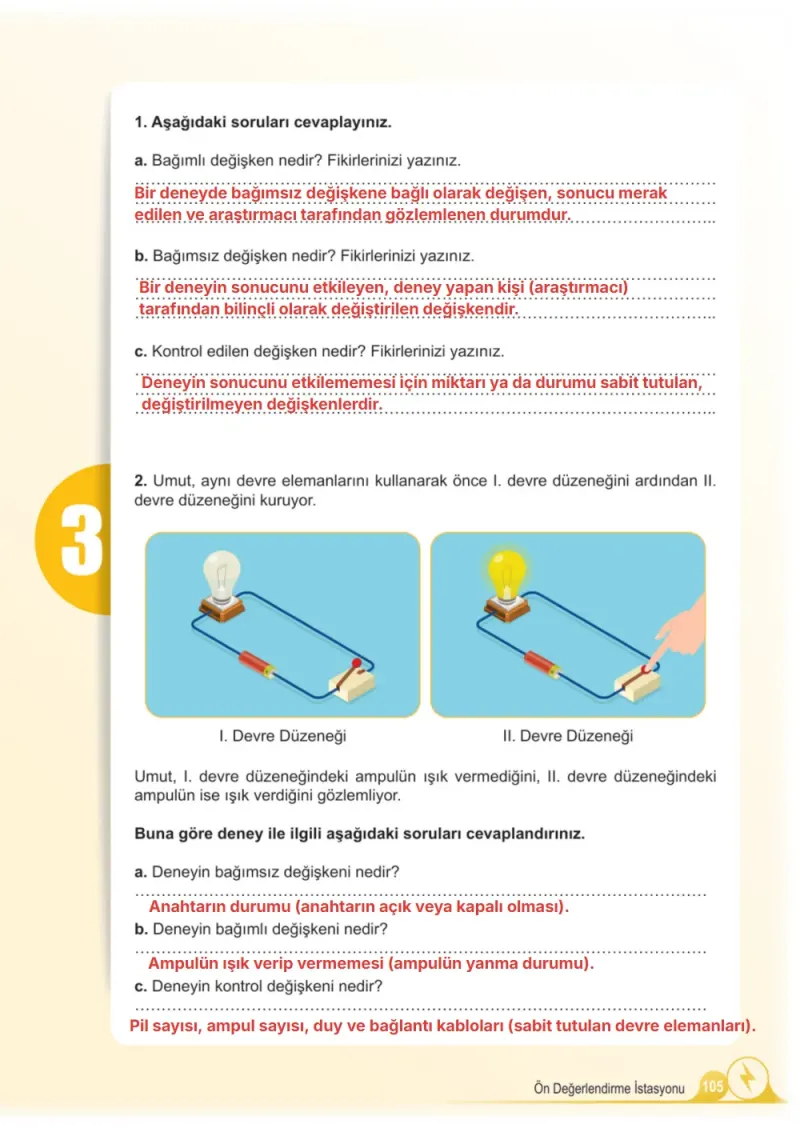 5. Sınıf Fen Bilimleri Ders Kitabı Cevapları Meb Yayınları 2. Kitap Sayfa 105 Çözüm Görseli