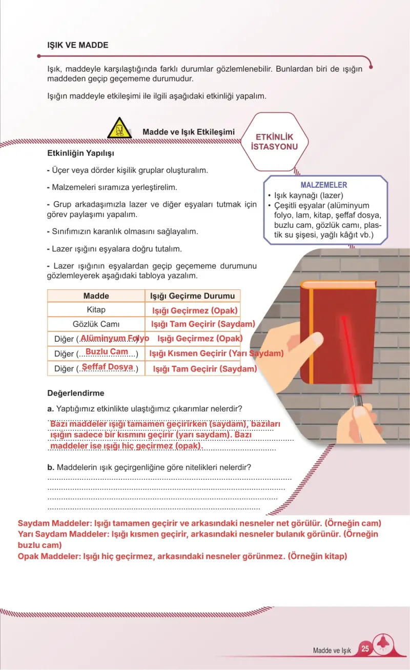 5. Sınıf Fen Bilimleri Ders Kitabı Cevapları Meb Yayınları 2. Kitap Sayfa 25 Çözüm Görseli