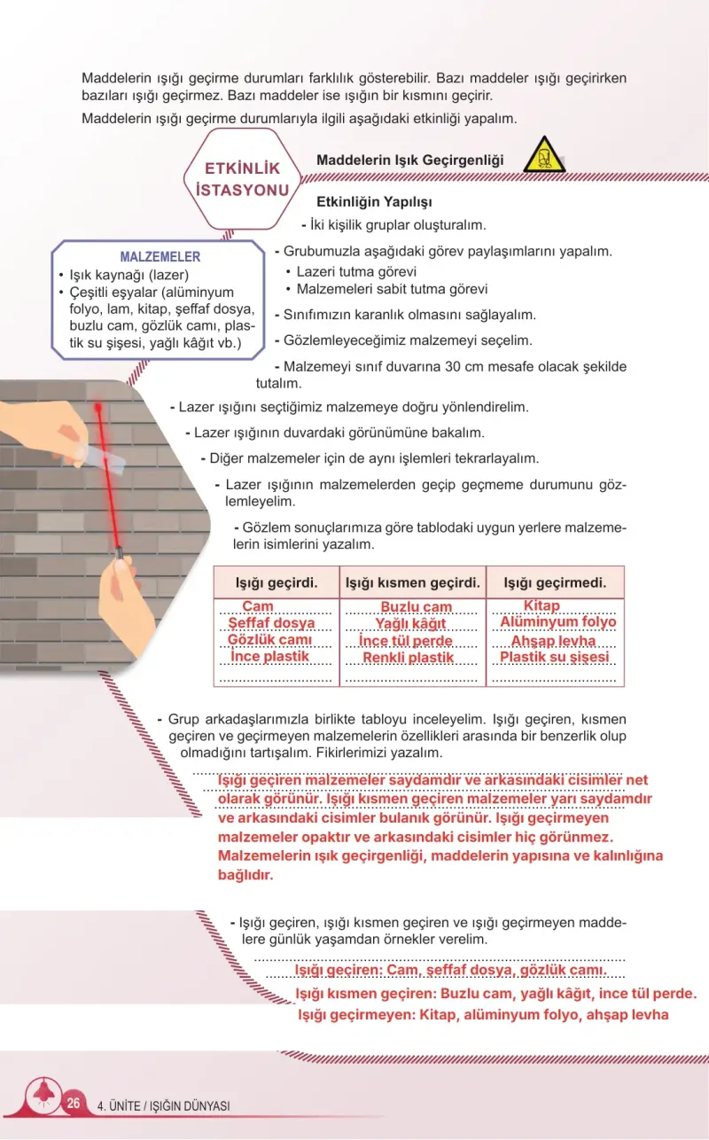 5. Sınıf Fen Bilimleri Ders Kitabı Cevapları Meb Yayınları 2. Kitap Sayfa 26 Çözüm Görseli