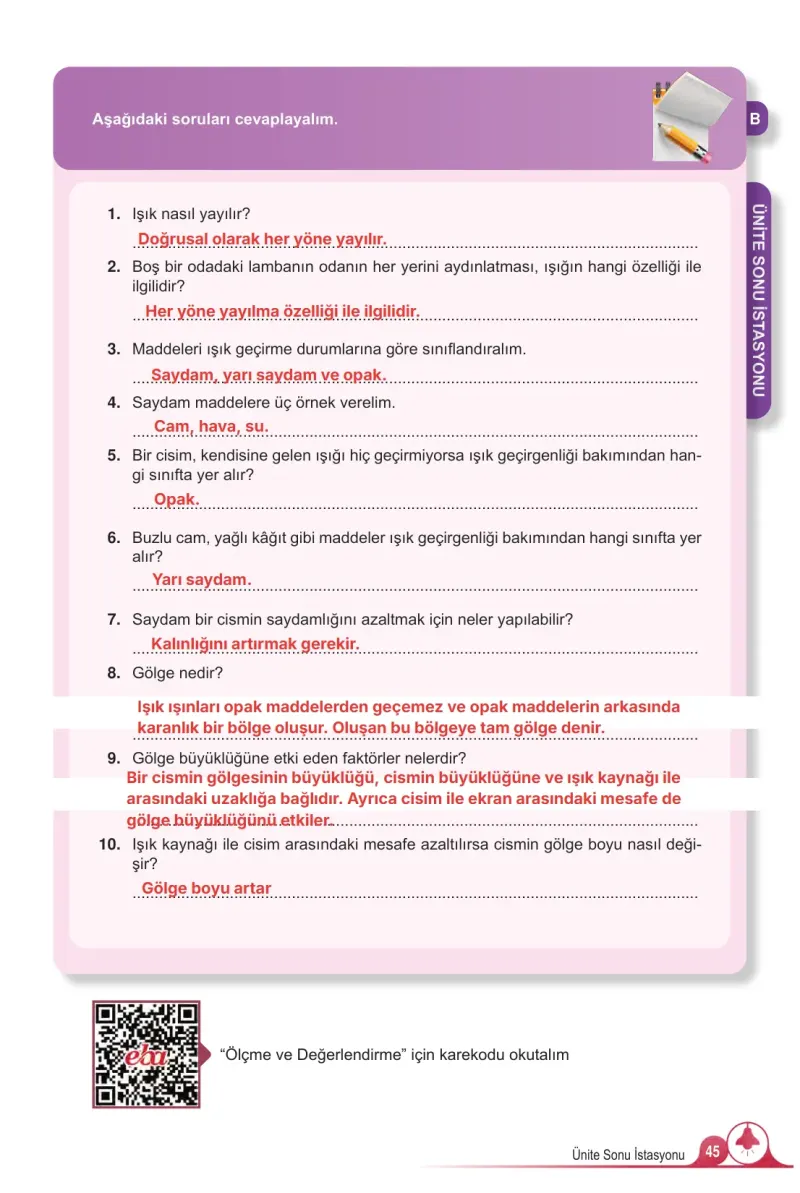 5. Sınıf Fen Bilimleri Ders Kitabı Cevapları Meb Yayınları 2. Kitap Sayfa 45 Çözüm Görseli