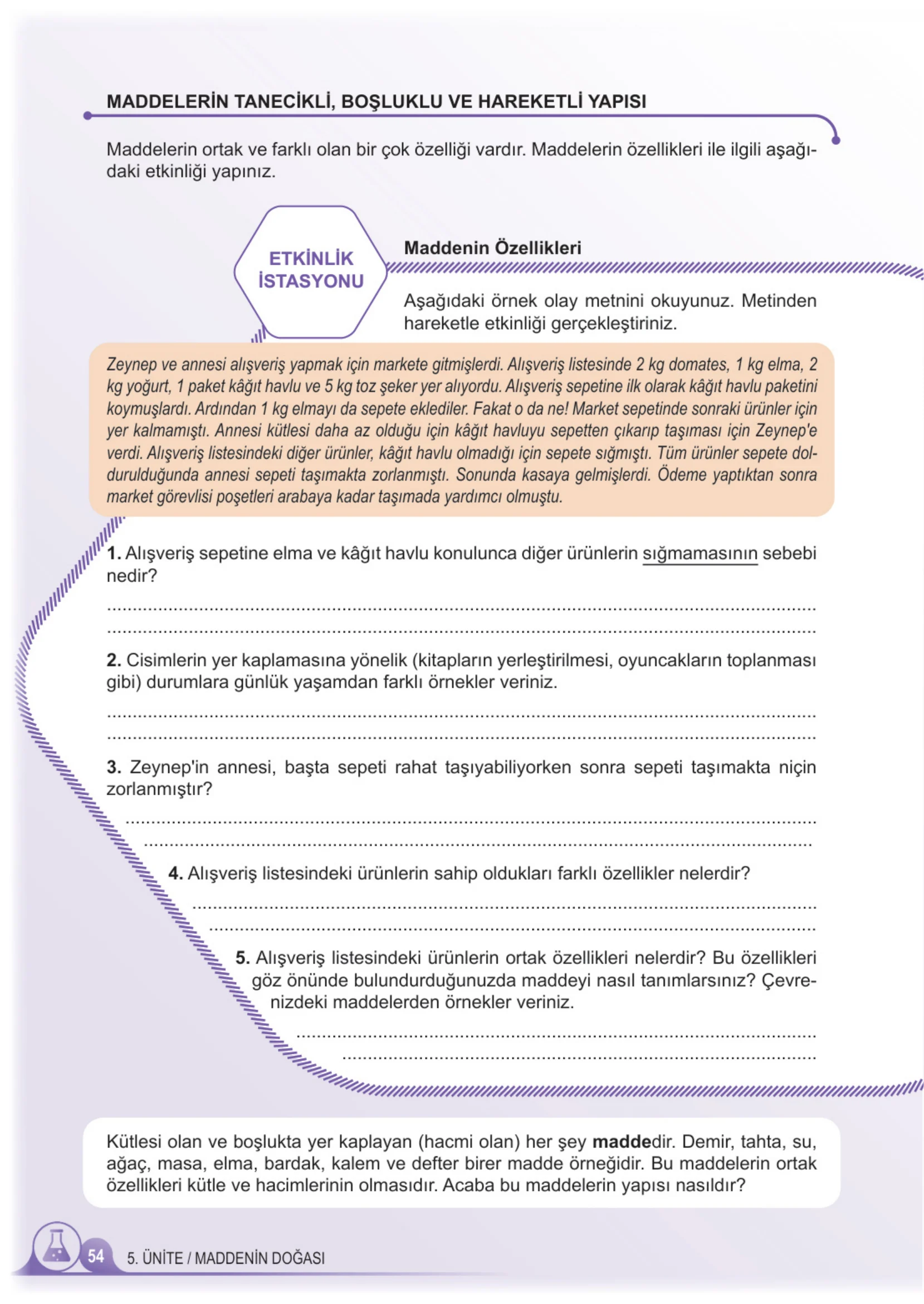 5. Sınıf Fen Bilimleri Ders Kitabı Cevapları Meb Yayınları 2. Kitap Sayfa 54