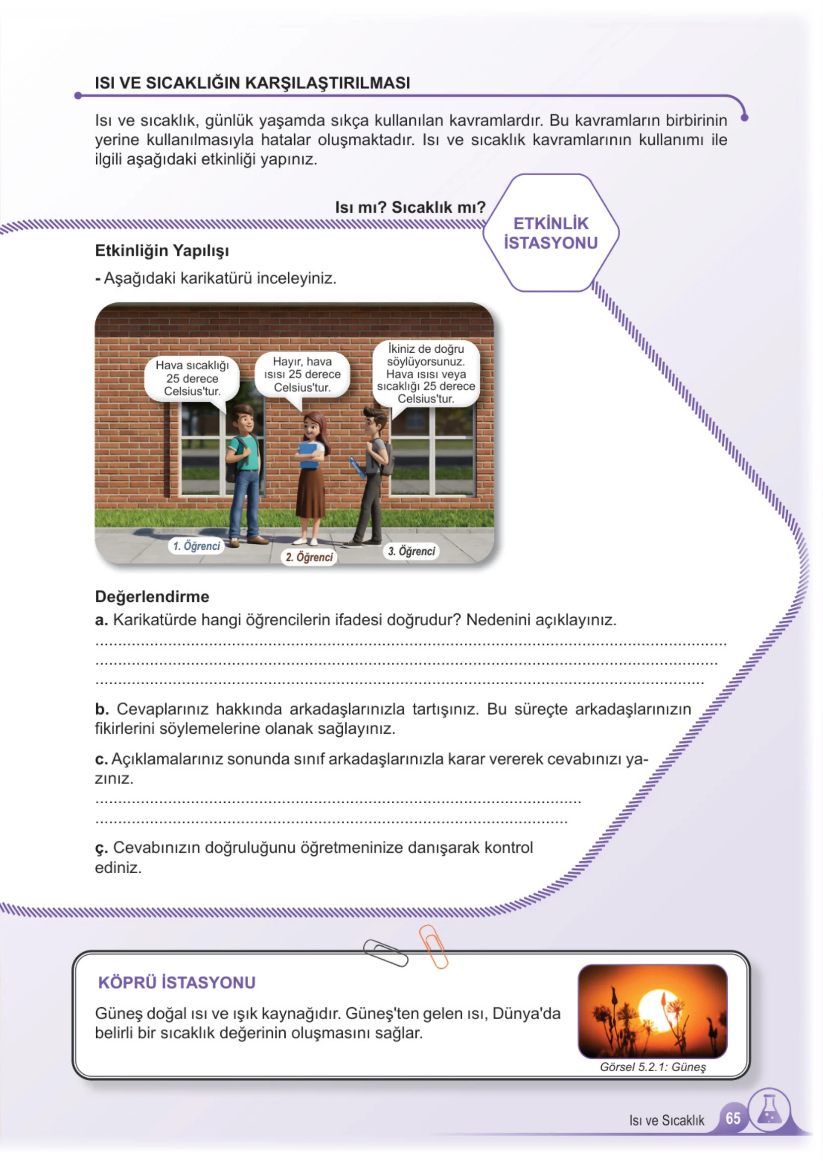 5. Sınıf Fen Bilimleri Ders Kitabı Cevapları Meb Yayınları 2. Kitap Sayfa 65