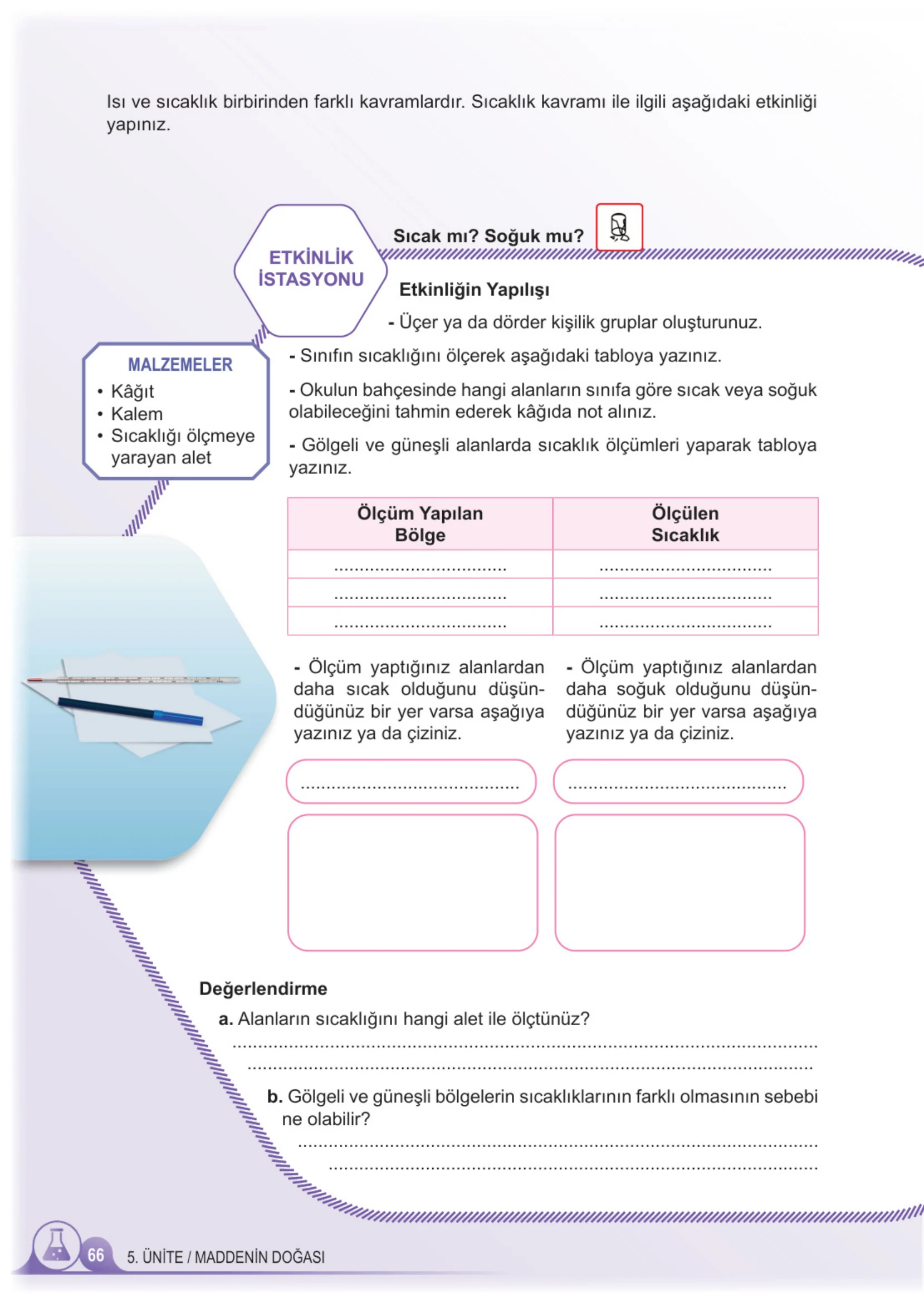 5. Sınıf Fen Bilimleri Ders Kitabı Cevapları Meb Yayınları 2. Kitap Sayfa 66