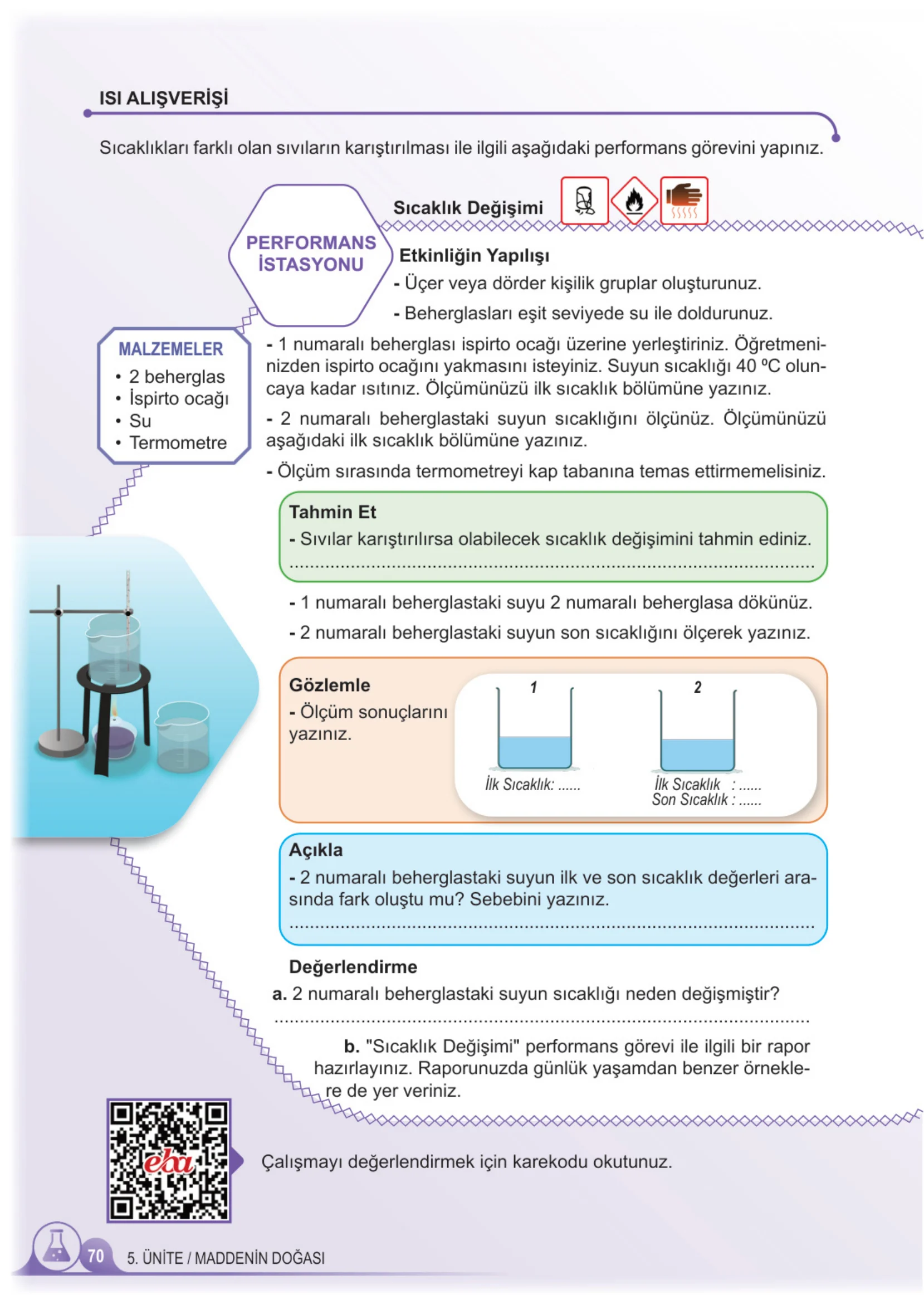 5. Sınıf Fen Bilimleri Ders Kitabı Cevapları Meb Yayınları 2. Kitap Sayfa 70
