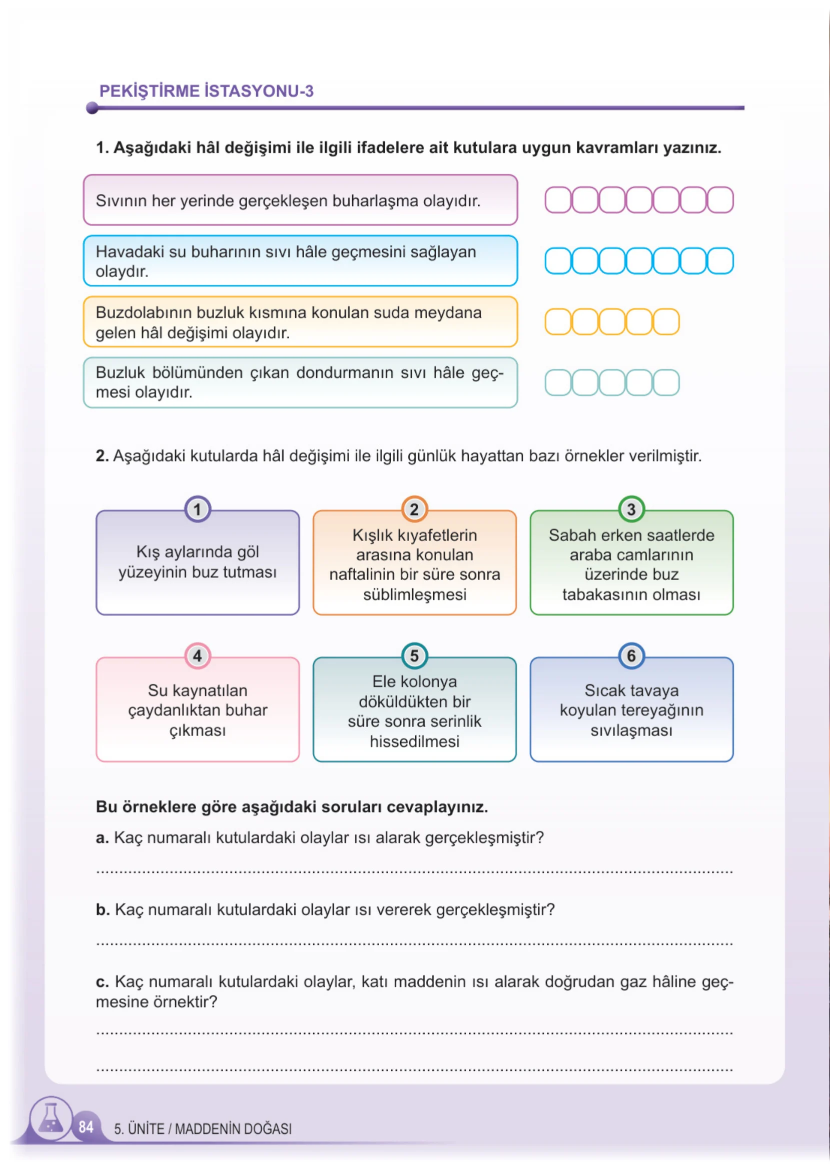 5. Sınıf Fen Bilimleri Ders Kitabı Cevapları Meb Yayınları 2. Kitap Sayfa 84
