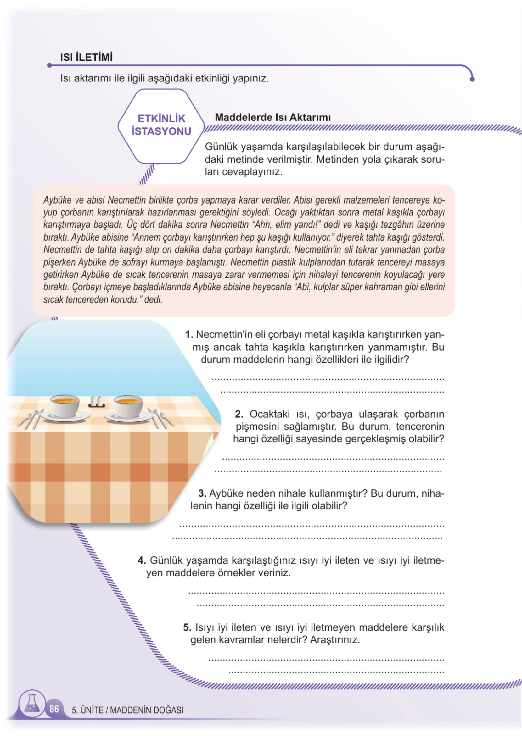 5. Sınıf Fen Bilimleri Ders Kitabı Cevapları Meb Yayınları 2. Kitap Sayfa 86