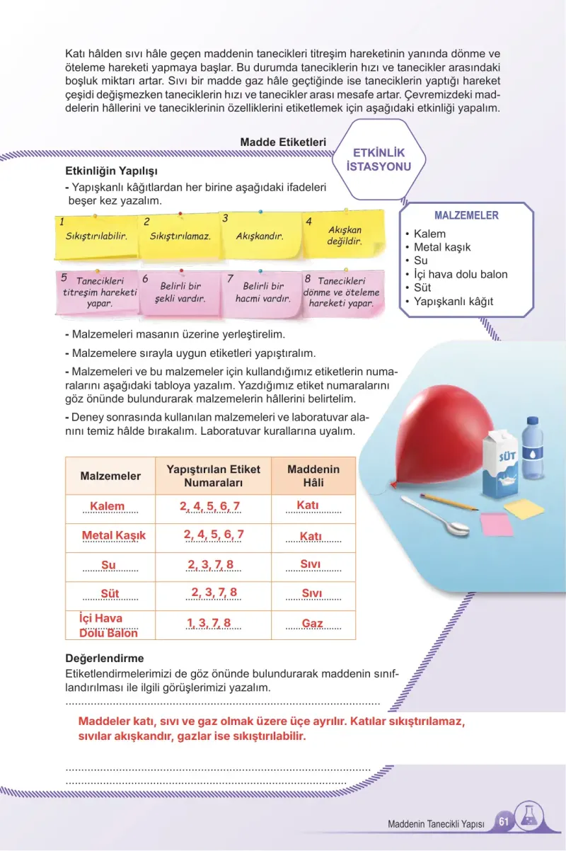 5. Sınıf Fen Bilimleri Ders Kitabı Cevapları Meb Yayınları 2. Kitap Sayfa 61 Çözüm Görseli
