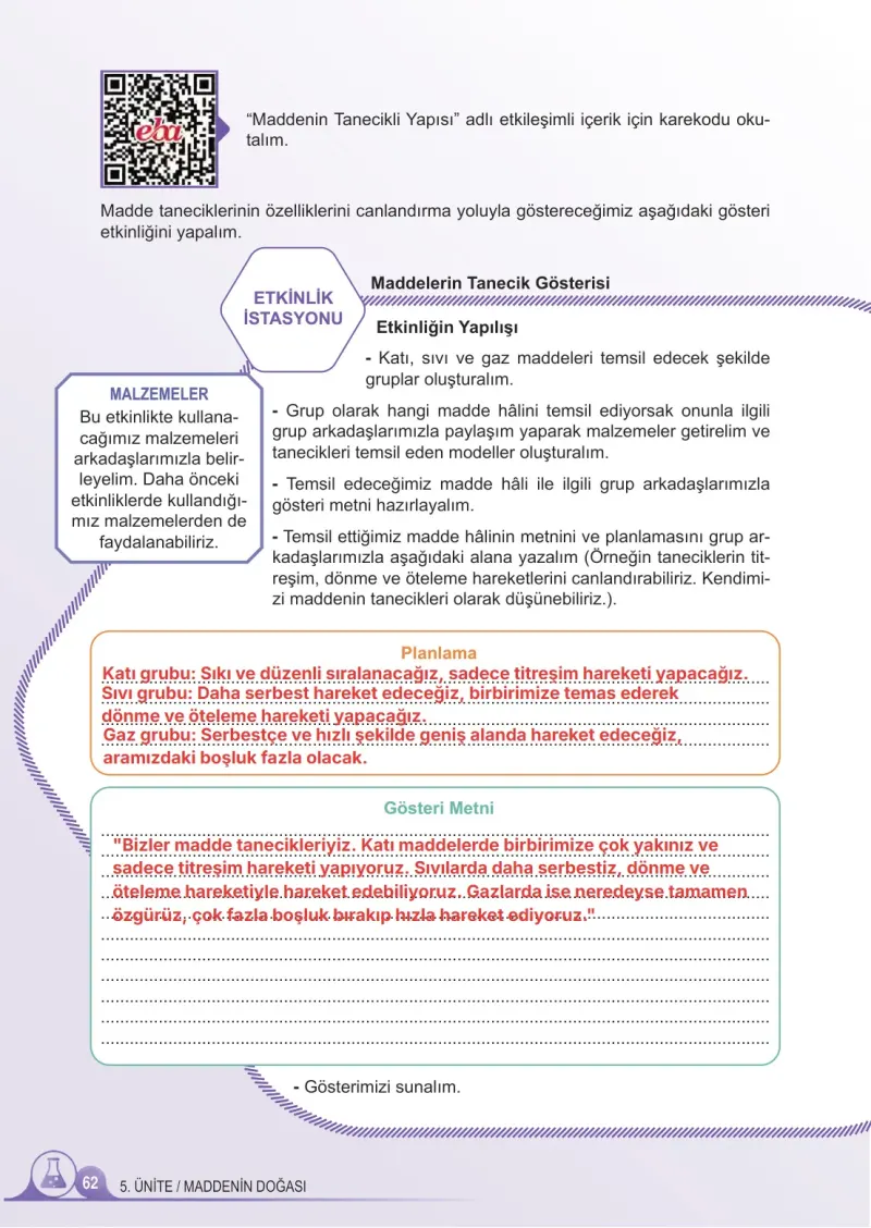 5. Sınıf Fen Bilimleri Ders Kitabı Cevapları Meb Yayınları 2. Kitap Sayfa 62 Çözüm Görseli