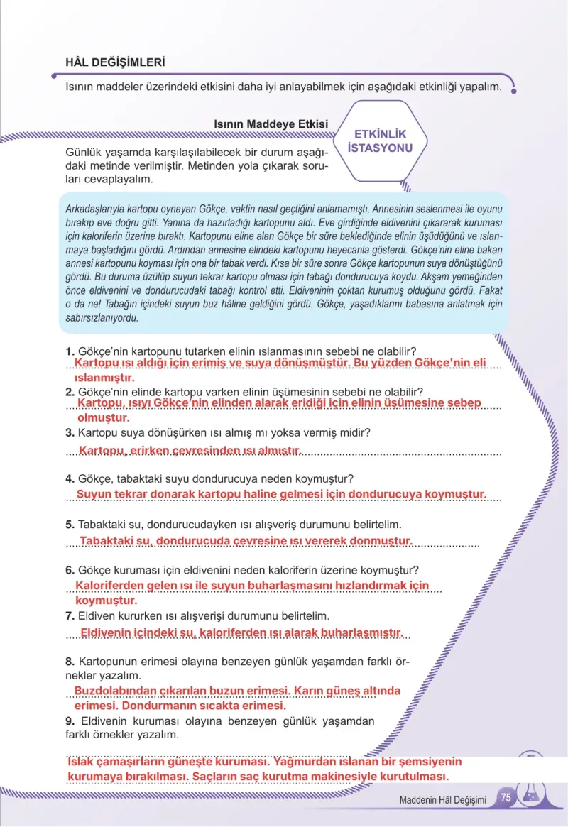 5. Sınıf Fen Bilimleri Ders Kitabı Cevapları Meb Yayınları 2. Kitap Sayfa 75 Çözüm Görseli