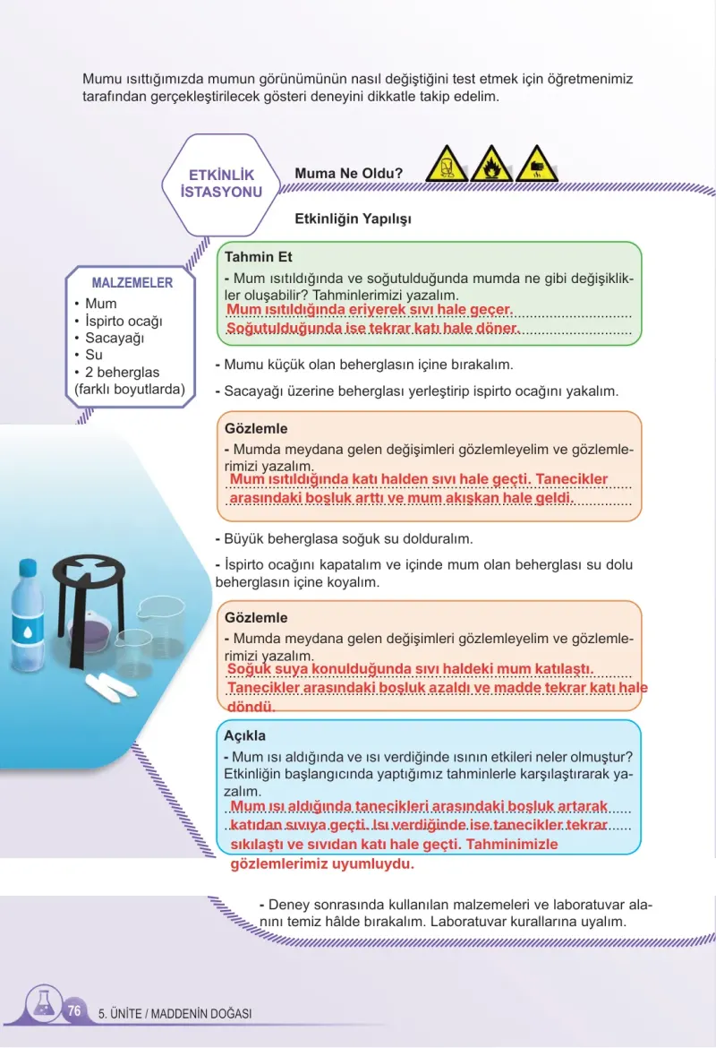 5. Sınıf Fen Bilimleri Ders Kitabı Cevapları Meb Yayınları 2. Kitap Sayfa 76 Çözüm Görseli