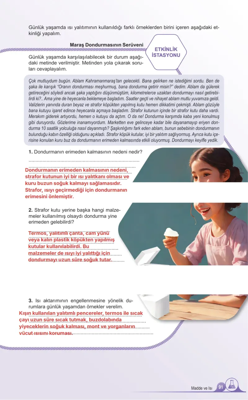 5. Sınıf Fen Bilimleri Ders Kitabı Cevapları Meb Yayınları 2. Kitap Sayfa 91 Çözüm Görseli