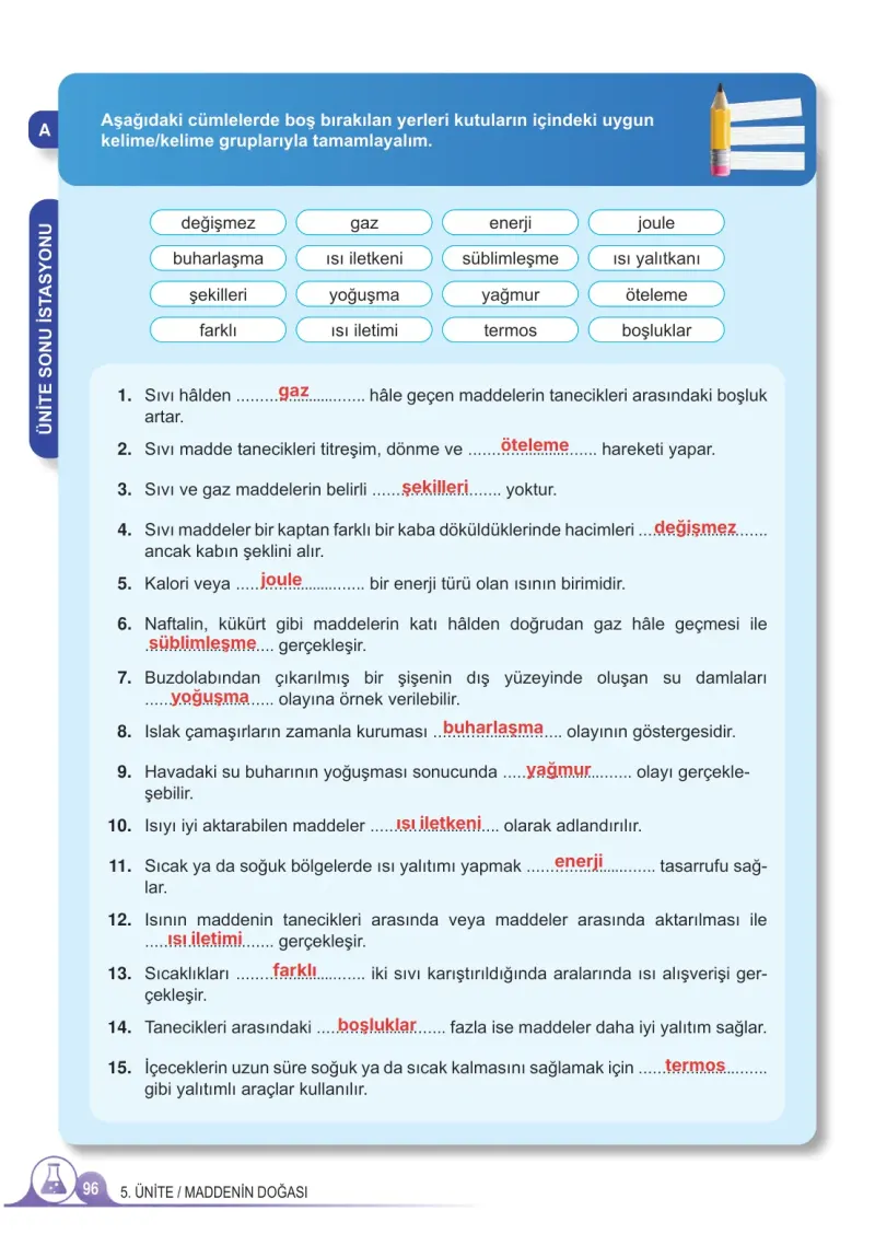 5. Sınıf Fen Bilimleri Ders Kitabı Cevapları Meb Yayınları 2. Kitap Sayfa 96 Çözüm Görseli