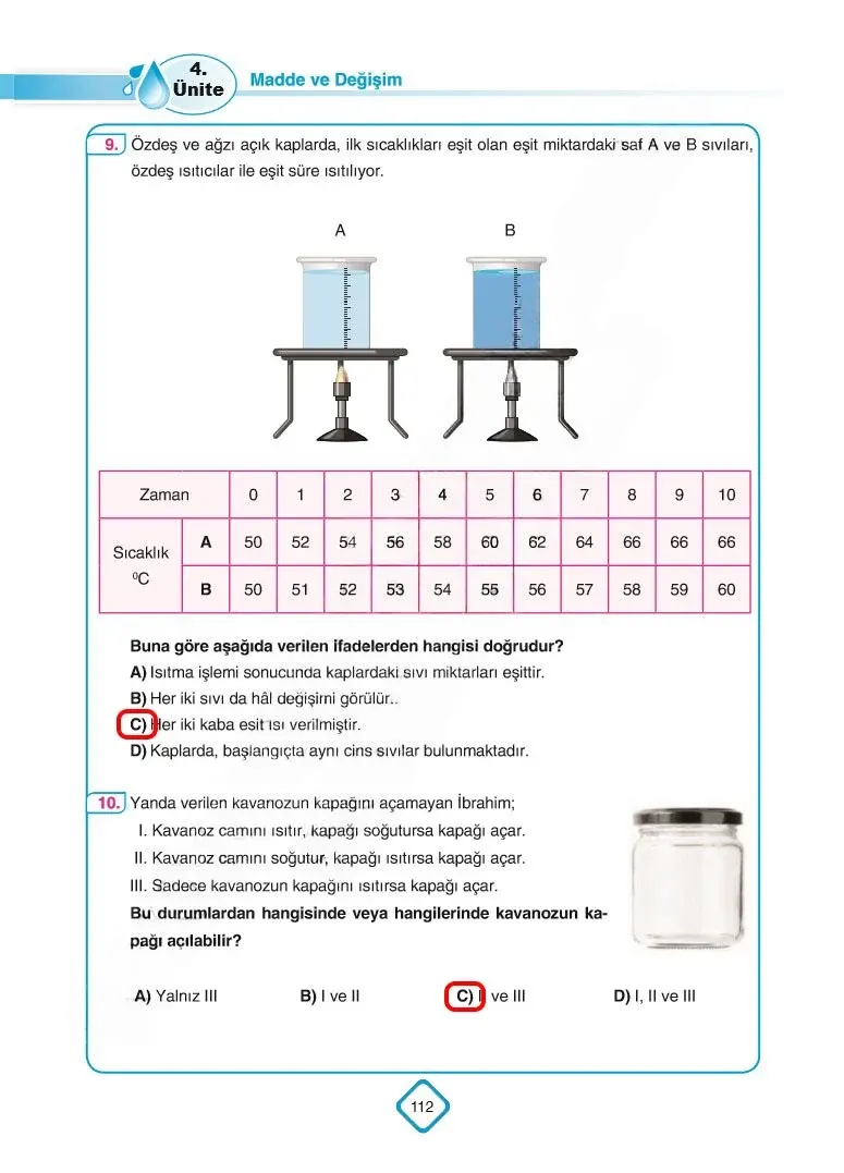 5. Sınıf Fen Bilimleri Ders Kitabı Cevapları SDR Dİkey Yayınları Sayfa 112 Çözüm Görseli