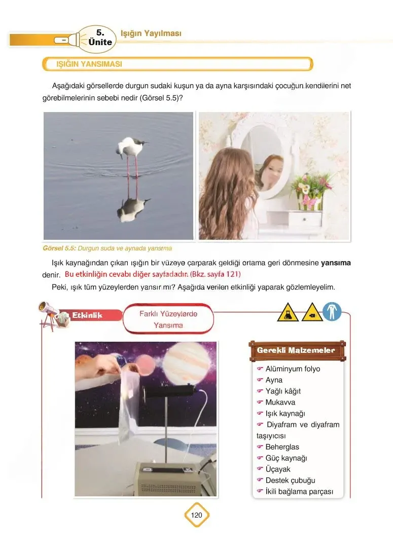 5. Sınıf Fen Bilimleri Ders Kitabı Cevapları SDR Dİkey Yayınları Sayfa 120 Çözüm Görseli
