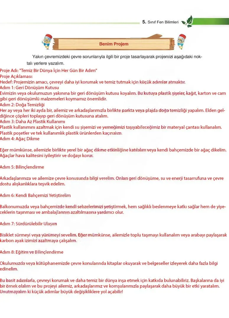 5. Sınıf Fen Bilimleri Ders Kitabı Cevapları SDR Dİkey Yayınları Sayfa 161 Çözüm Görseli