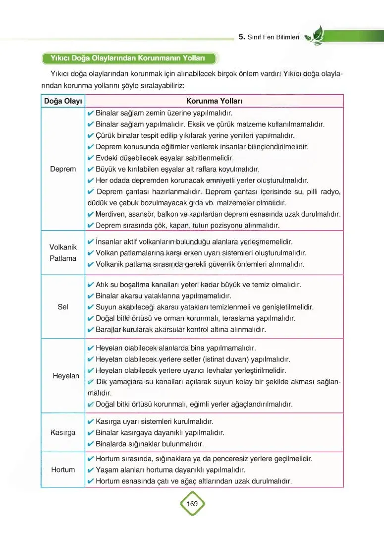 5. Sınıf Fen Bilimleri Ders Kitabı Cevapları SDR Dİkey Yayınları Sayfa 169 Çözüm Görseli