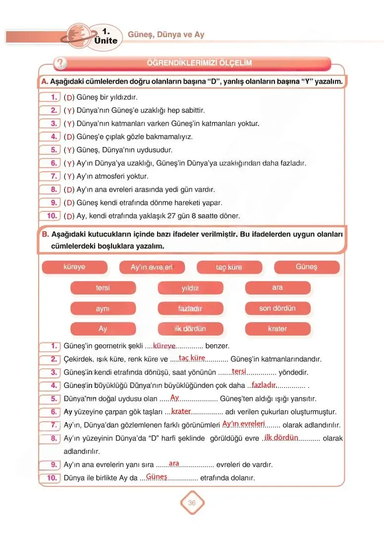 5. Sınıf Fen Bilimleri Ders Kitabı Cevapları SDR Dİkey Yayınları Sayfa 36 Çözüm Görseli