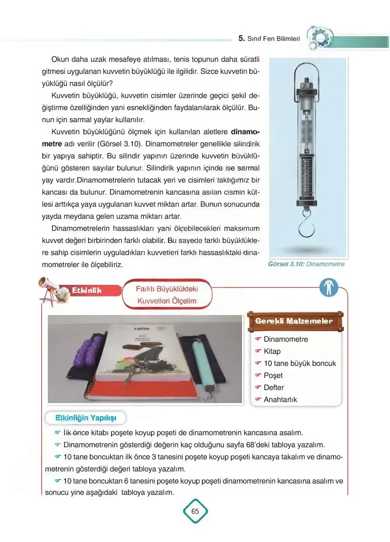 5. Sınıf Fen Bilimleri Ders Kitabı Cevapları SDR Dİkey Yayınları Sayfa 65 Çözüm Görseli