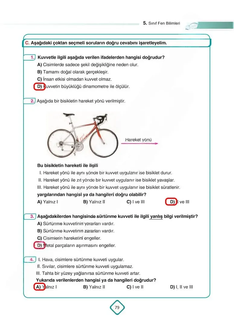 5. Sınıf Fen Bilimleri Ders Kitabı Cevapları SDR Dİkey Yayınları Sayfa 79 Çözüm Görseli