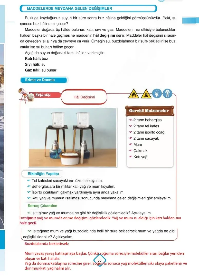 5. Sınıf Fen Bilimleri Ders Kitabı Cevapları SDR Dİkey Yayınları Sayfa 83 Çözüm Görseli