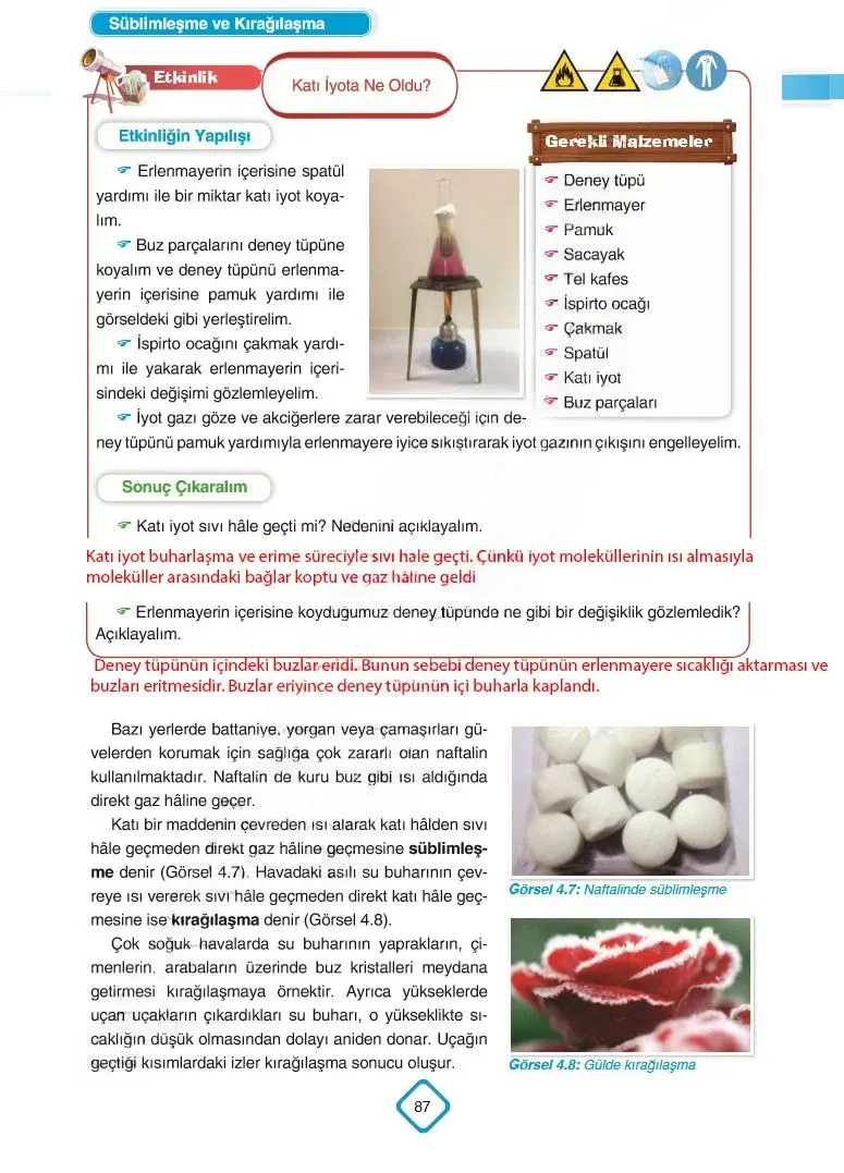 5. Sınıf Fen Bilimleri Ders Kitabı Cevapları SDR Dİkey Yayınları Sayfa 87 Çözüm Görseli