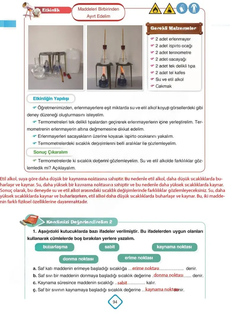 5. Sınıf Fen Bilimleri Ders Kitabı Cevapları SDR Dİkey Yayınları Sayfa 94 Çözüm Görseli
