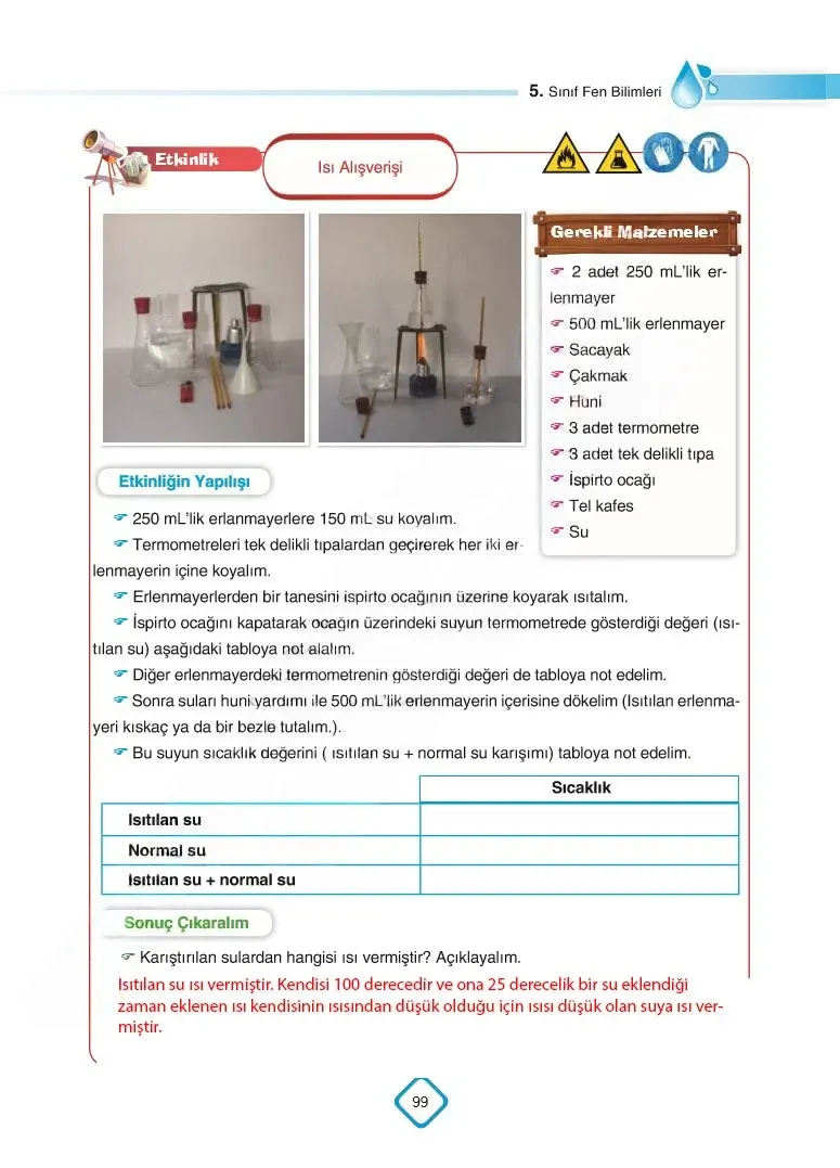 5. Sınıf Fen Bilimleri Ders Kitabı Cevapları SDR Dİkey Yayınları Sayfa 99 Çözüm Görseli