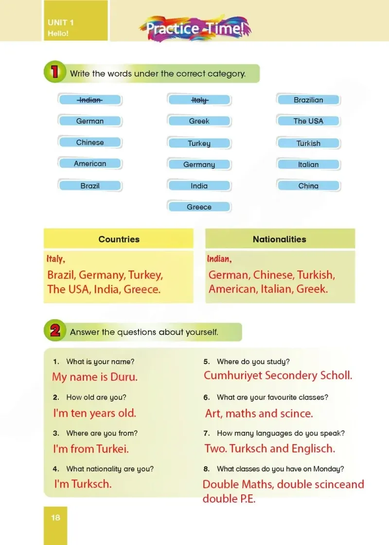 5. Sınıf İngilizce Ders Kitabı Cevapları Başaran Yayınları Sayfa 18 Çözüm Görseli