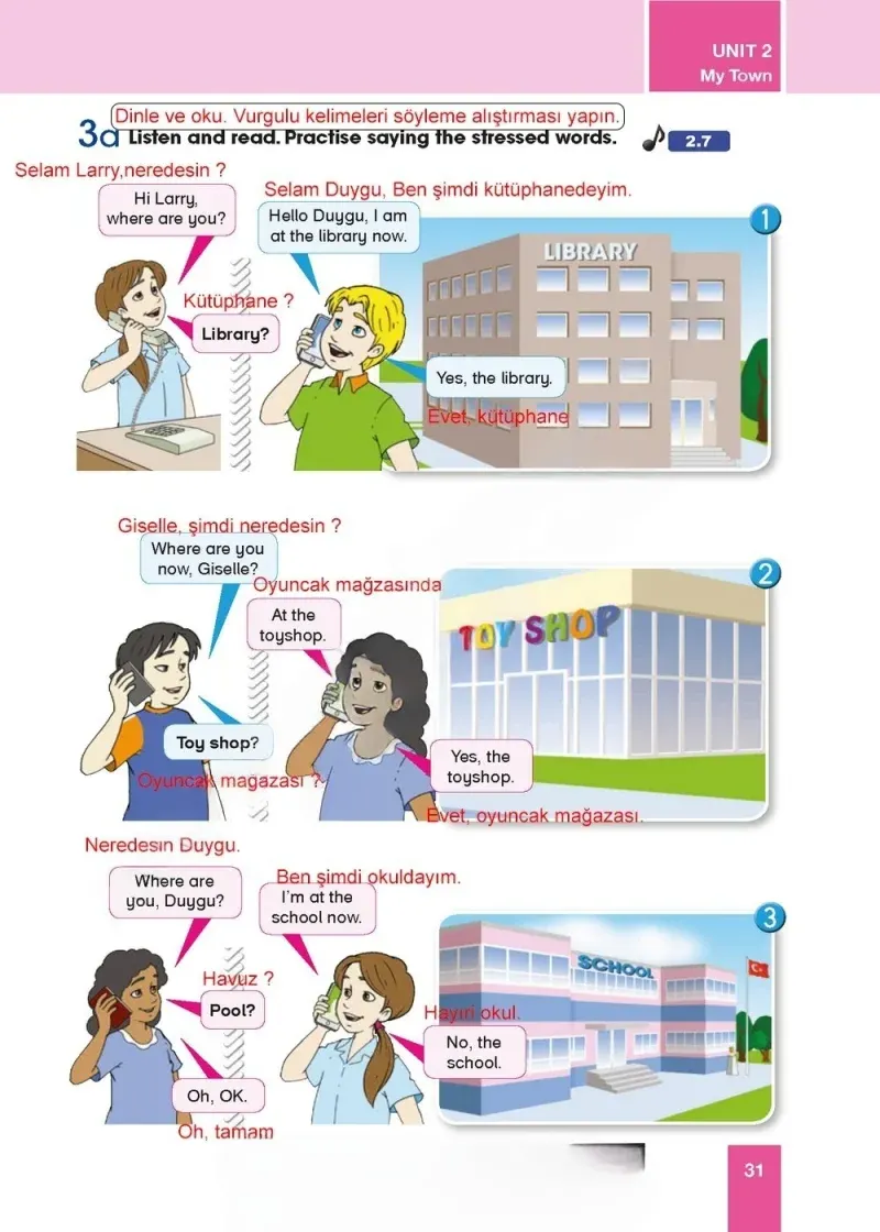 5. Sınıf İngilizce Ders Kitabı Cevapları Başaran Yayınları Sayfa 31 Çözüm Görseli