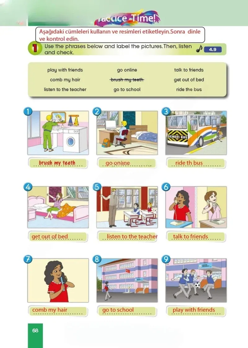 5. Sınıf İngilizce Ders Kitabı Cevapları Başaran Yayınları Sayfa 68 Çözüm Görseli