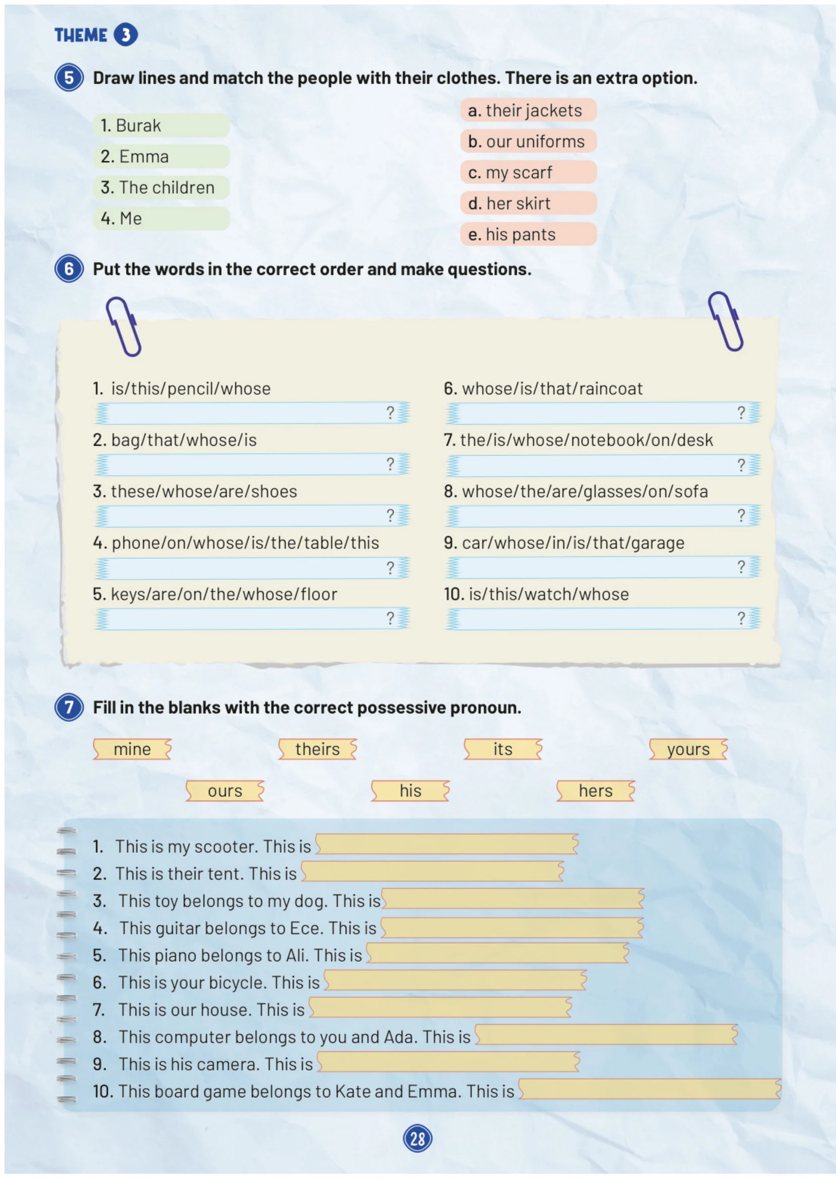 5. Sınıf İngilizce Ders Kitabı Cevapları Çoklu Yabancı Dil Eğitim Modeli Meb Yayınları Çalışma Kitabı 1. Kitap Sayfa 28