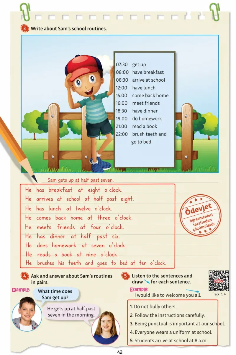 5. Sınıf İngilizce Ders Kitabı Cevapları Meb Yayınları Multi English 1 . Kitap Sayfa 42 Çözüm Görseli