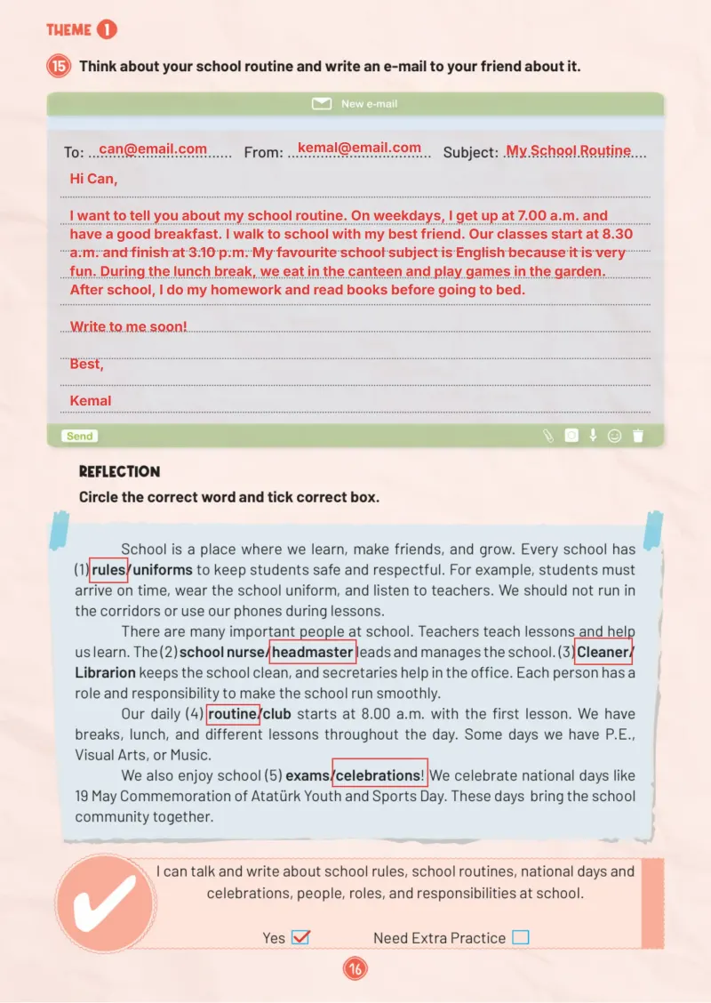 5. Sınıf İngilizce Ders Kitabı Cevapları Meb Yayınları Work Book 1. Kitap Sayfa 16 Çözüm Görseli