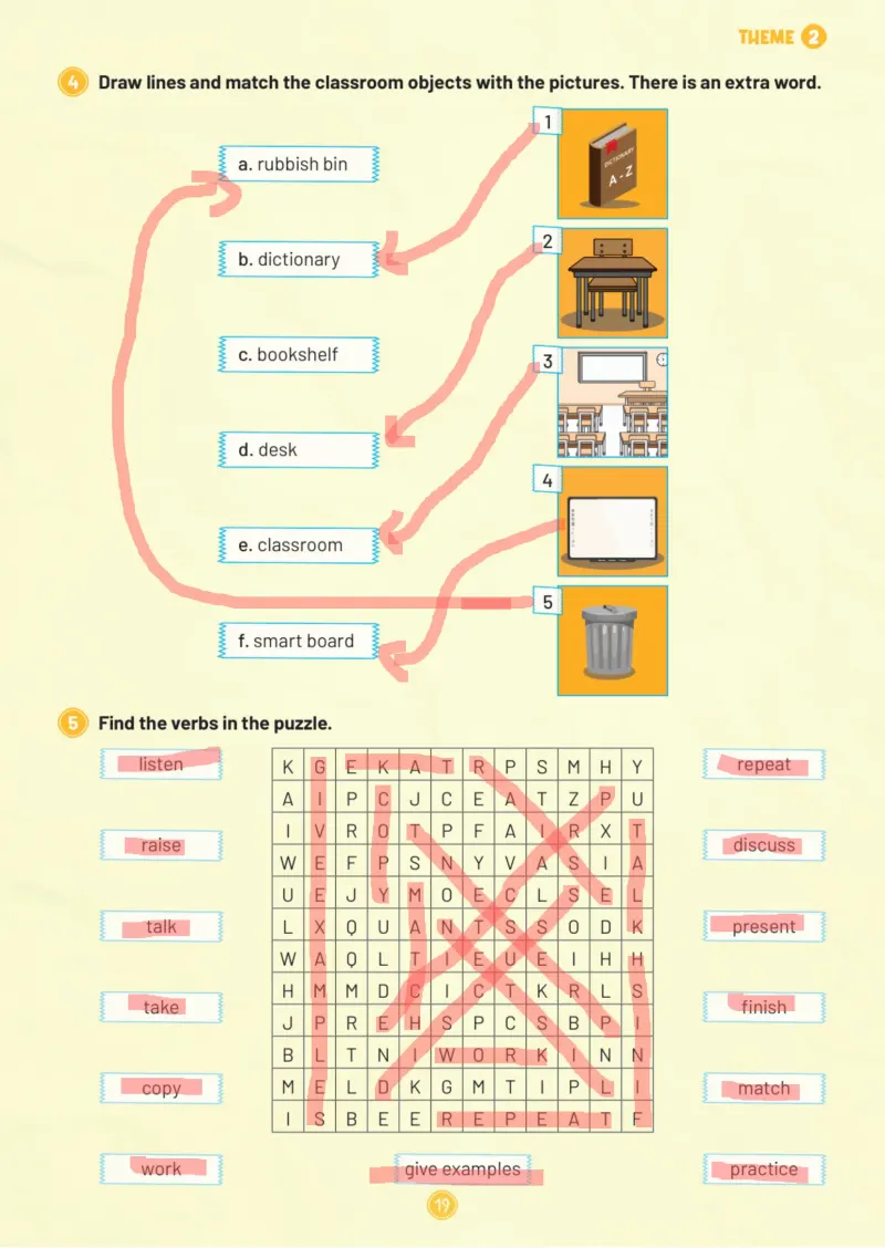 5. Sınıf İngilizce Ders Kitabı Cevapları Meb Yayınları Work Book 1. Kitap Sayfa 19 Çözüm Görseli