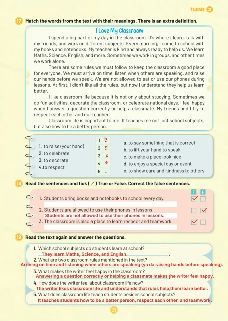 5. Sınıf İngilizce Ders Kitabı Cevapları Meb Yayınları Work Book 1. Kitap Sayfa 23 Çözüm Görseli