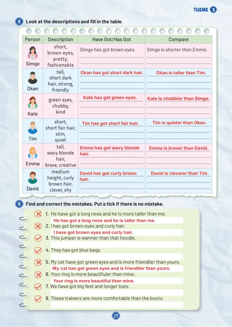 5. Sınıf İngilizce Ders Kitabı Cevapları Meb Yayınları Work Book 1. Kitap Sayfa 29 Çözüm Görseli