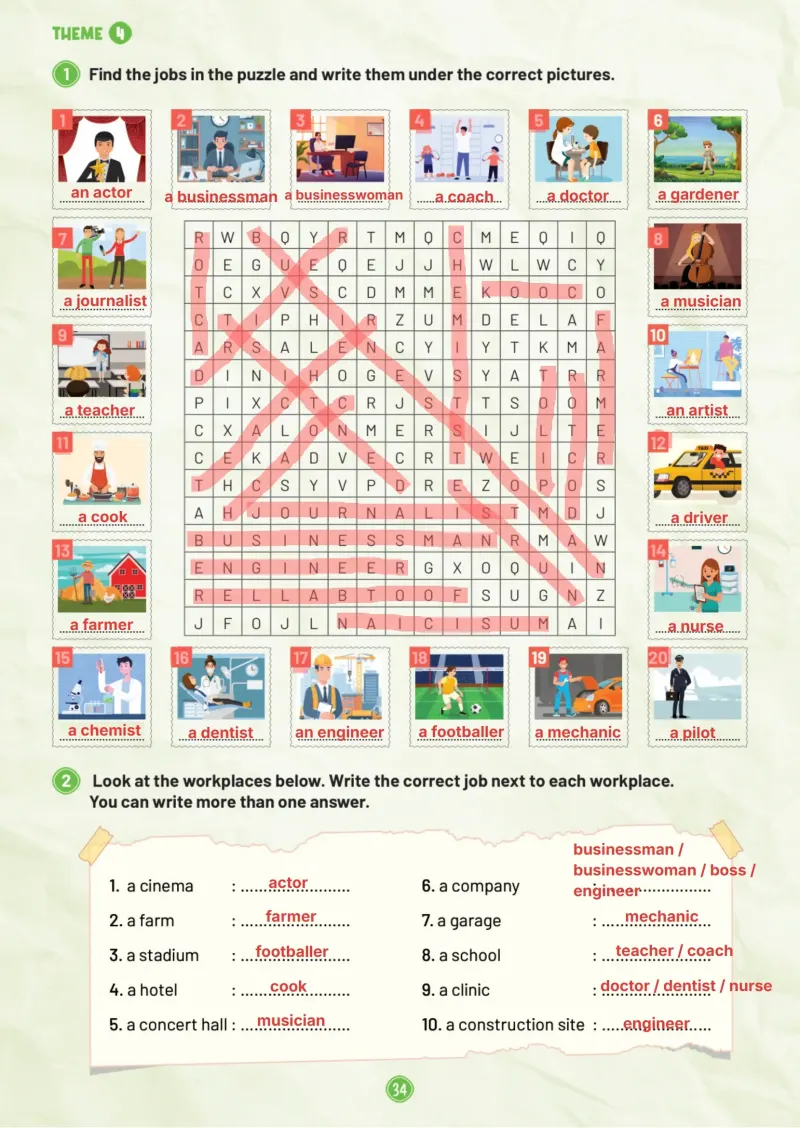 5. Sınıf İngilizce Ders Kitabı Cevapları Meb Yayınları Work Book 1. Kitap Sayfa 34 Çözüm Görseli