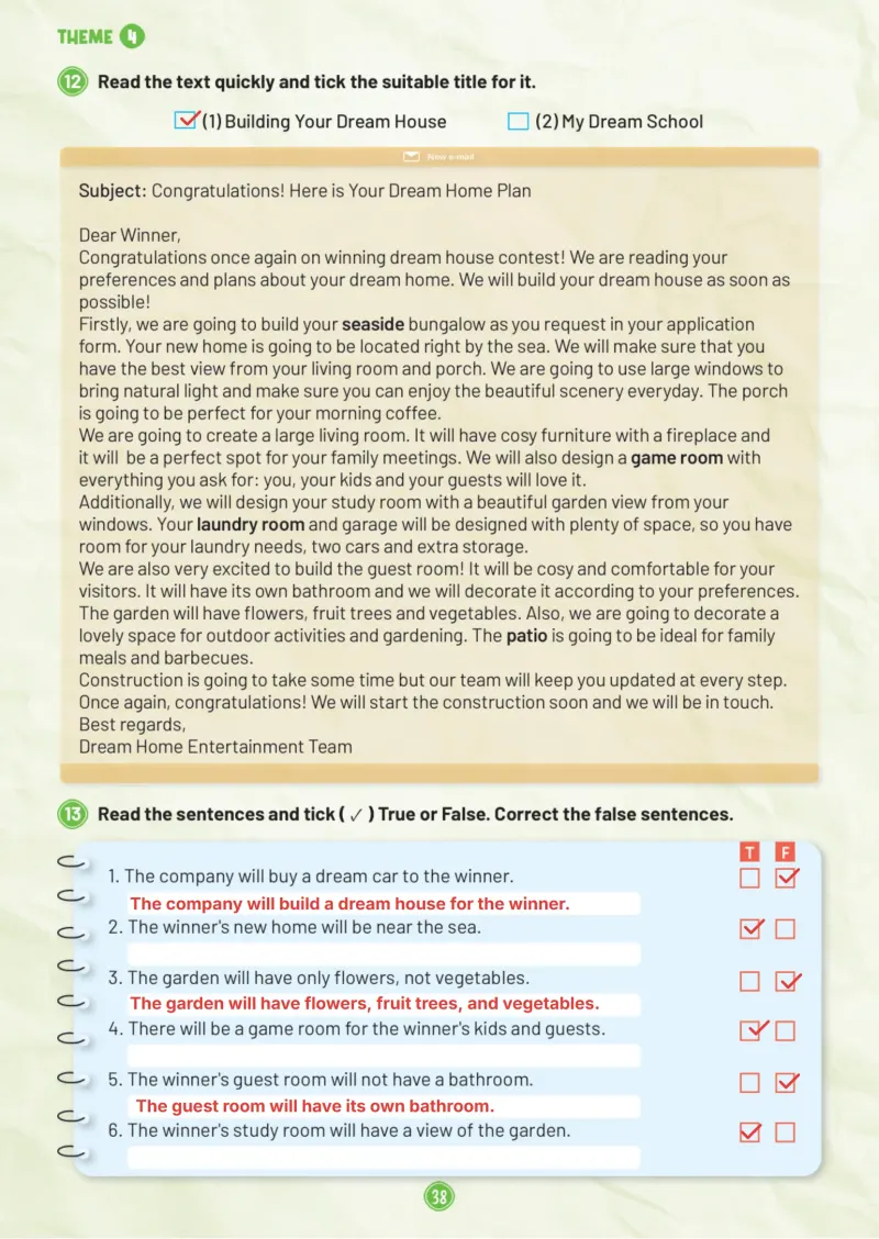 5. Sınıf İngilizce Ders Kitabı Cevapları Meb Yayınları Work Book 1. Kitap Sayfa 38 Çözüm Görseli