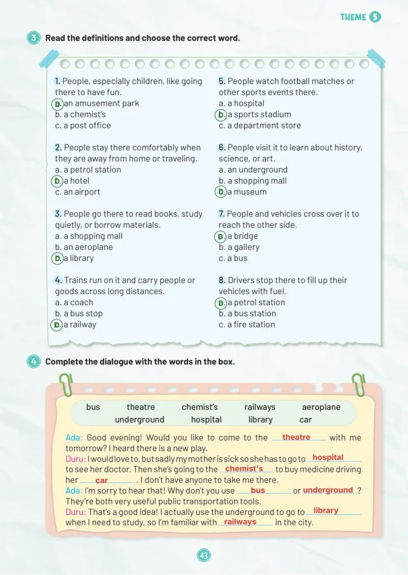 5. Sınıf İngilizce Ders Kitabı Cevapları Meb Yayınları Work Book 1. Kitap Sayfa 43 Çözüm Görseli