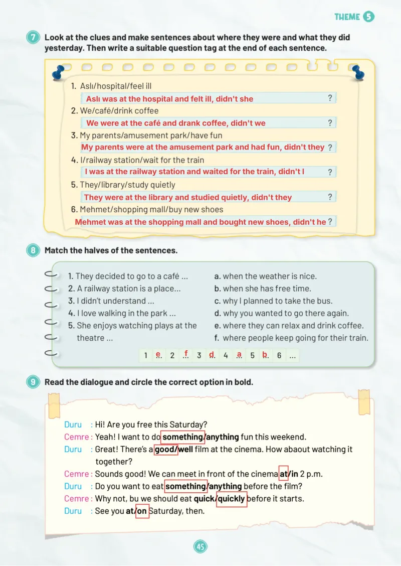 5. Sınıf İngilizce Ders Kitabı Cevapları Meb Yayınları Work Book 1. Kitap Sayfa 45 Çözüm Görseli