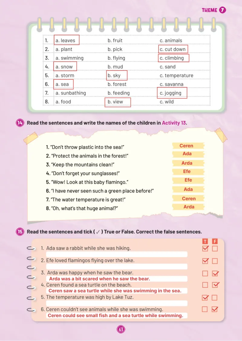5. Sınıf İngilizce Ders Kitabı Cevapları Meb Yayınları Work Book 1. Kitap Sayfa 63 Çözüm Görseli
