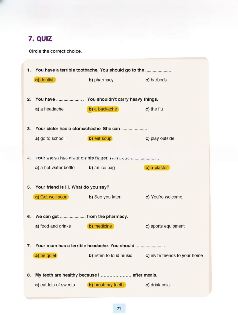 5. Sınıf İngilizce Ders Kitabı Cevapları Özgün Yayınları Sayfa 71 Çözüm Görseli