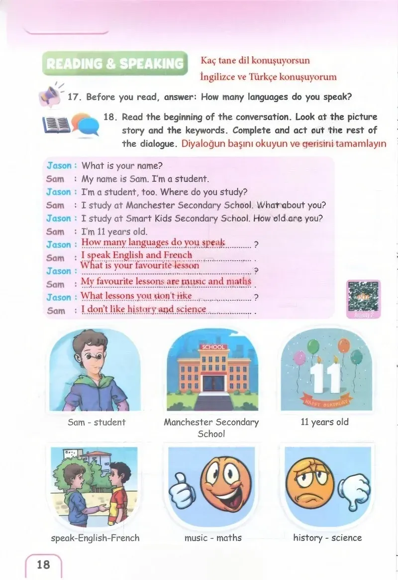 5. Sınıf İngilizce Ders Kitabı Cevapları Pasifik Yayınları Sayfa 18 Çözüm Görseli